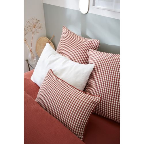 Coussin Déhoussable Avec Passepoil Tissé Teint "vickie" - 45x45 Cm - "gaze De Coton"