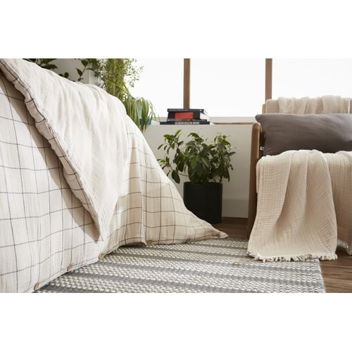 Housse De Couette Réversible "gaïa Match" Tissé-teint Grands Carreaux - 200x200 Cm - "gaze De Coton"