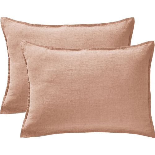 Lot De 2 Taies D'oreiller "soline" 60 X 60 Cm et 50 X 70 Cm "lin Lavé" L'effet Papillon