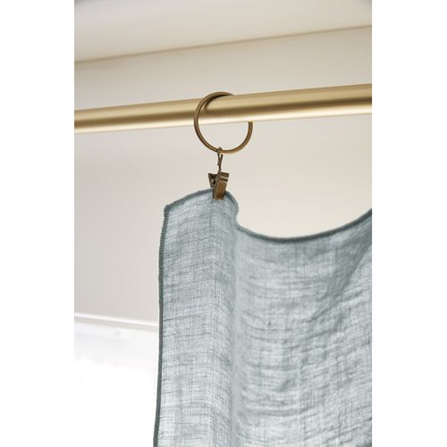 Lot De 2 Rideaux Ajustables + 8 Anneaux Pince "soline" 140 X 270 Cm Lin Lavé