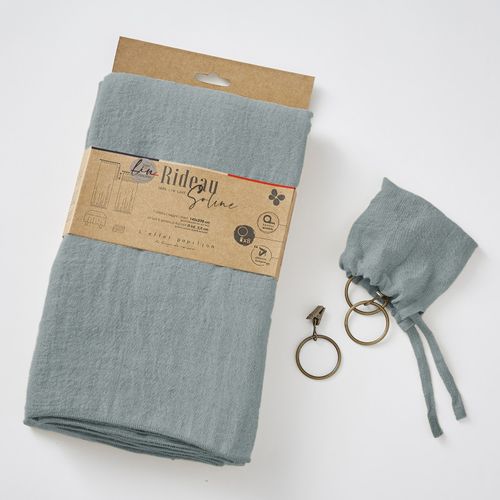 Lot De 2 Rideaux Ajustables + 8 Anneaux Pince "soline" 140 X 270 Cm Lin Lavé