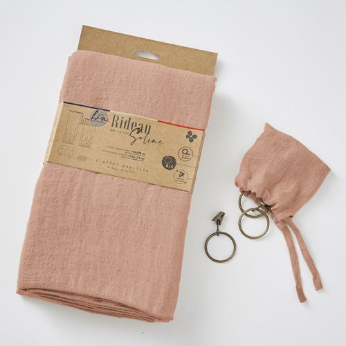 Lot De 2 Rideaux Ajustables + 8 Anneaux Pince "soline" 140 X 270 Cm Lin Lavé