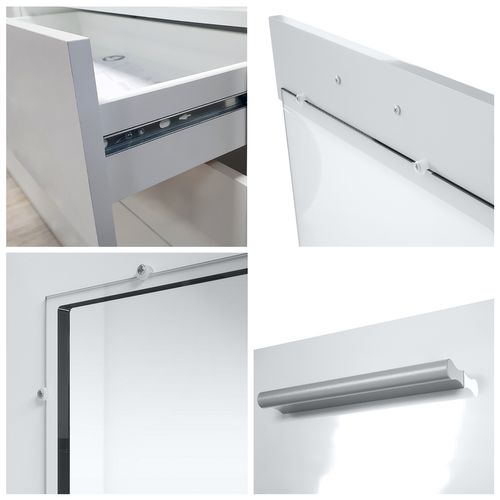 Buffet    Noir Mat  Façades En Aspect  Métal Rêche Avec LED  72 X 139 X 35