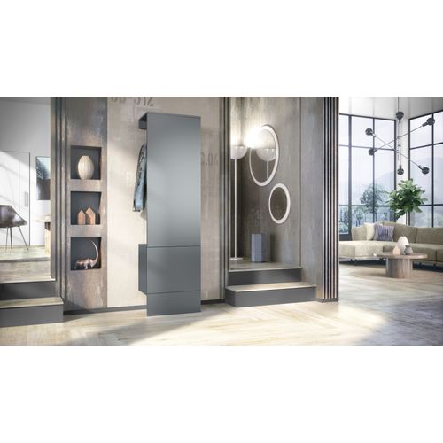 Vestiaire Gris Et  Graphite Satiné Mat   (lxhxp) : 52 X 193 X 35
