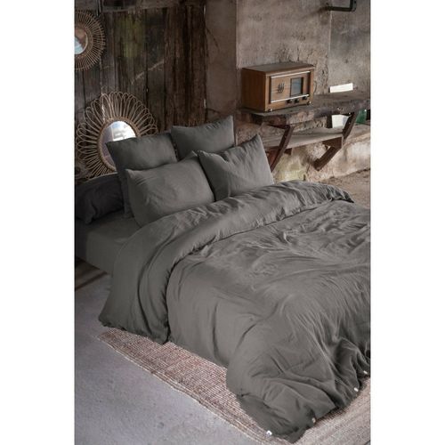 Drap Housse Double Gaze De Coton Granit– 90 X 190 Cm – Bonnet 30 Cm
