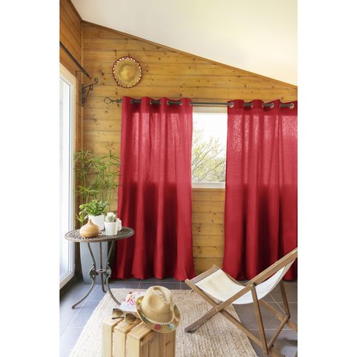 Rideau 100 % Coton Prélavé 140 X 260 Cm – Kala Cerise