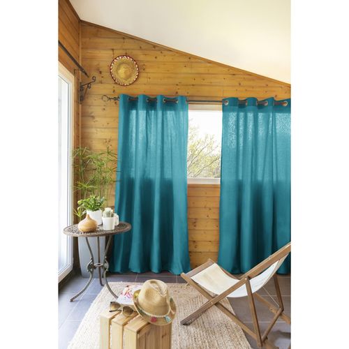 Rideau 100 % Coton Prélavé 140 X 260 Cm – Kala Bleu Paon