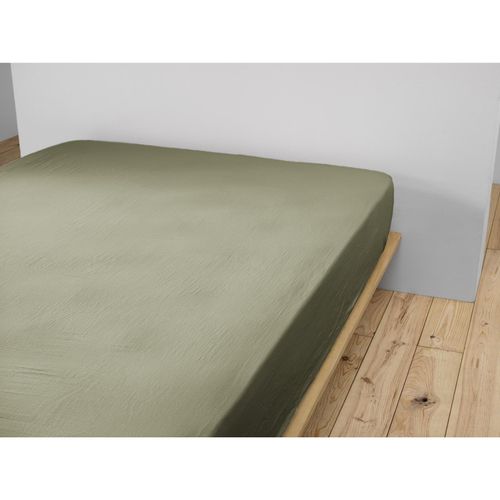 Drap Housse Double Gaze De Coton Romarin – 90 X 190 Cm – Bonnet 30 Cm