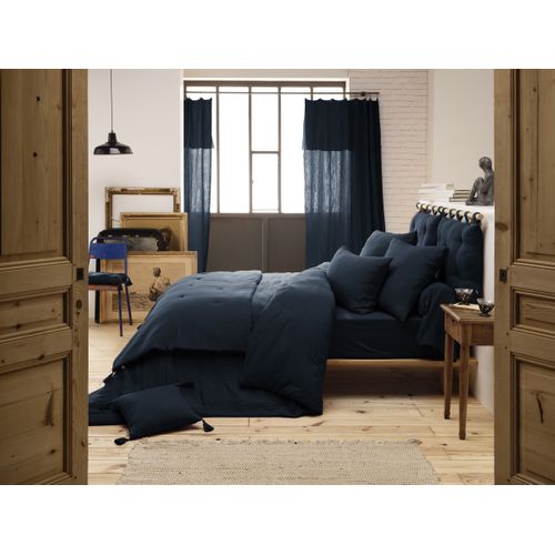 Drap-housse 140 X 190 Cm – Double Gaze De Coton 125 G/m² – Gaïa Minuit
