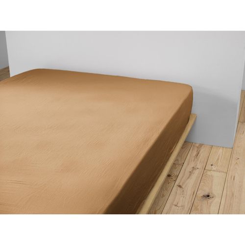 Drap-housse 140 X 190 Cm – Double Gaze De Coton 125 G/m² – Gaïa Camel