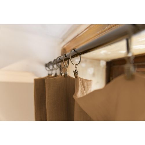 Rideau Ajustable + 8 Anneaux Pince – Gaze De Coton – 140 X 300 Cm – Camel – Gaïa