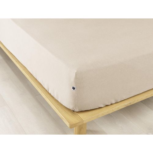 Drap-housse 1 Personne 90 X 190 Cm – Flanelle Chaude – Bonnet 30 Cm – Candice Sable