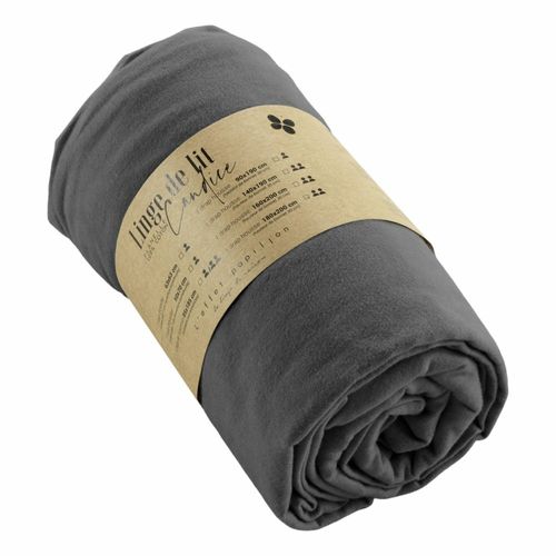 Drap-housse King Size 180 X 200 Cm – Flanelle Chaude – Bonnet 30 Cm – Candice Anthracite