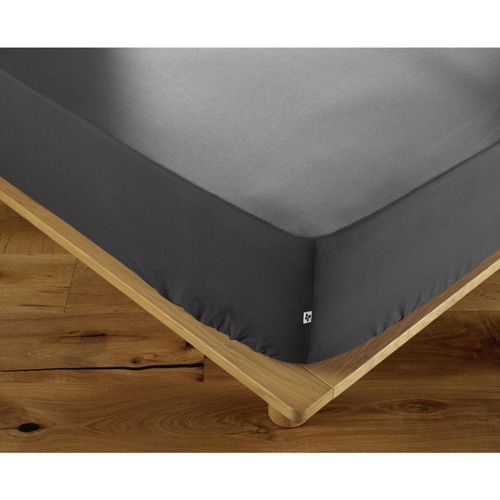 Drap Housse Coton Luxe 180 X 200 Cm Bonnet 30 Cm Ambre Anthracite