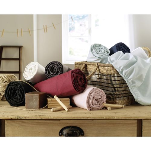 Drap Housse Coton Luxe 180 X 200 Cm Bonnet 30 Cm Ambre Rose Clair