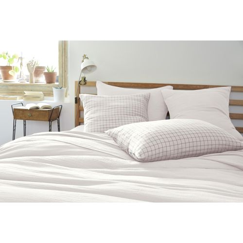 Taie D’oreiller 60 X 60 Cm – Gaze De Coton Tissée – Gaïa Mix – Petits Carreaux Blanc