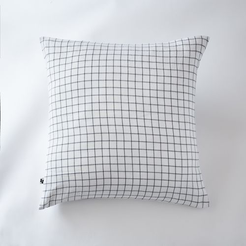 Taie D’oreiller 60 X 60 Cm – Gaze De Coton Tissée – Gaïa Mix – Petits Carreaux Blanc