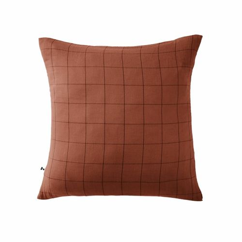 Taie D’oreiller 60 X 60 Cm – Gaze De Coton Tissée – Gaïa Match Terracotta