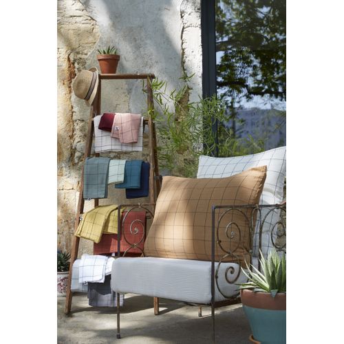 Taie D’oreiller 60 X 60 Cm – Gaze De Coton Tissée – Gaïa Match Bleu Canard