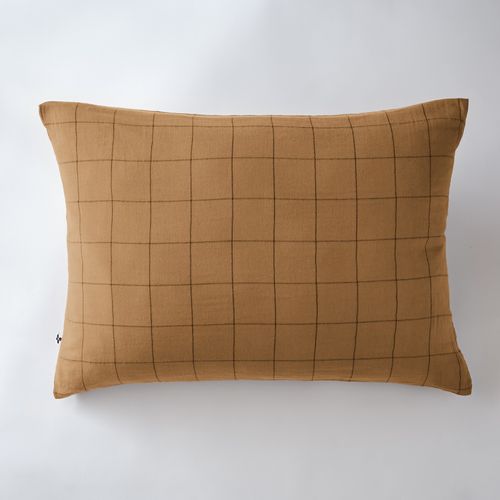 Taie D’oreiller 50 X 70 Cm – Double Gaze De Coton Tissée-teinte Gaïa Match – Camel