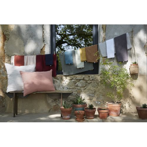 Taie D’oreiller Brodée 60 X 60 Cm – Gaze De Coton – Gaïa Boho Bordeaux
