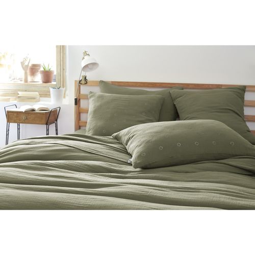 Taie D’oreiller Brodée 50 X 70 Cm – Gaze De Coton – Gaïa Boho Romarin