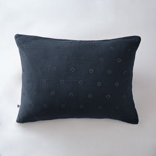 Taie D’oreiller Brodée 50 X 70 Cm – Gaze De Coton – Gaïa Boho Minuit