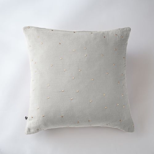 Taie D’oreiller 60 X 60 Cm – Gaze De Coton Brodée Fil Or – Gaïa Chic Nuage
