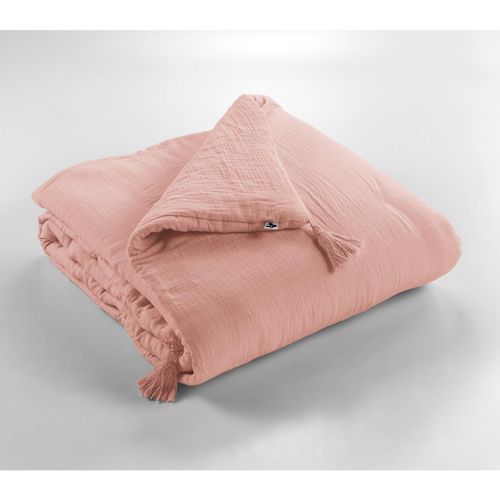 Édredon 150 X 150 Cm – Double Gaze De Coton – Rose Pêche