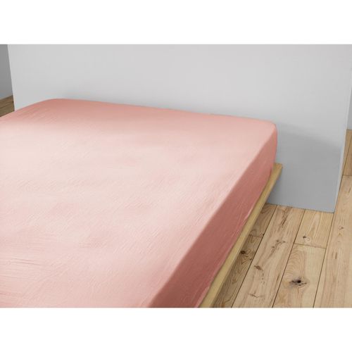 Drap-housse 160 X 200 Cm – Double Gaze De Coton 125 G/m² – Gaïa Rose Pêche