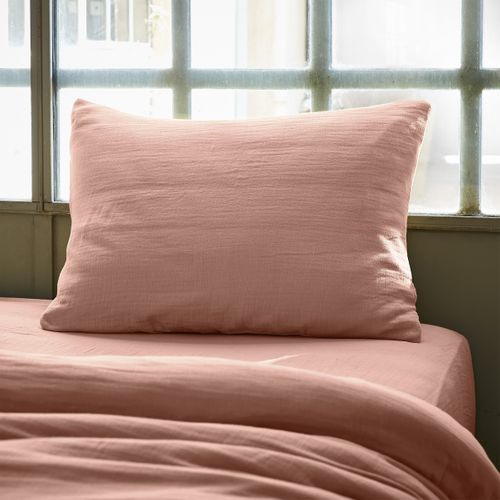 Taie D’oreiller 50 X 70 Cm – Double Gaze De Coton – Gaïa Rose Pêche