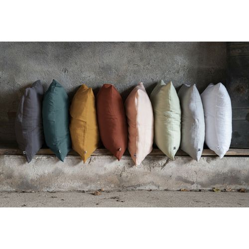 Taie D’oreiller 60 X 60 Cm – Double Gaze De Coton – Gaïa Rose Pêche