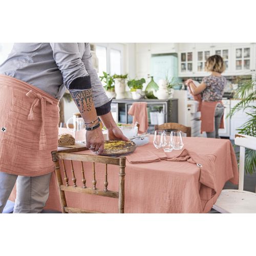 Nappe Rectangulaire 150 X 350 Cm – Double Gaze De Coton – Gaïa Rose Pêche