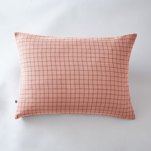 Taie D’oreiller 50 X 70 Cm – Gaze De Coton Tissée – Gaïa Mix – Rose Pêche