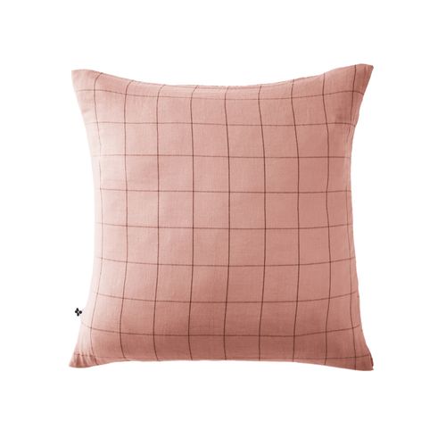 Taie D’oreiller 60 X 60 Cm – Gaze De Coton Tissée – Gaïa Match Rose Pêche