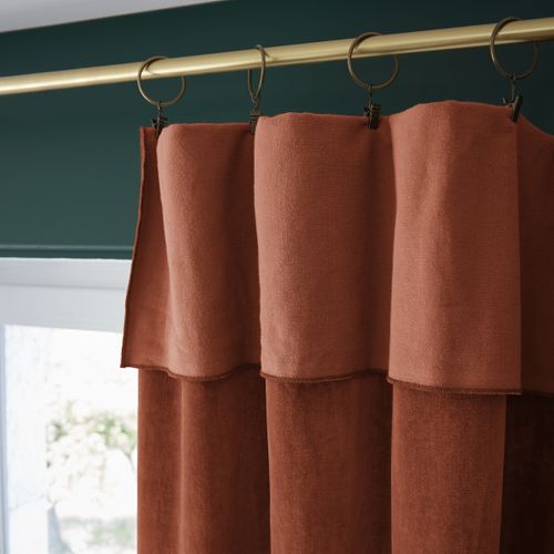 Rideau Ajustable + 8 Anneaux Pince 140 X 270 Cm Velours De Coton César Terracotta Orange