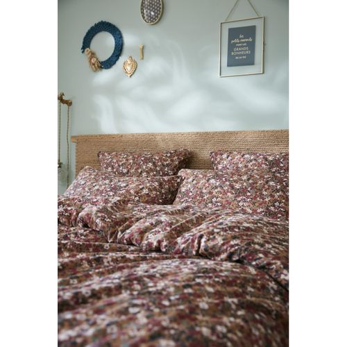 Taie D’oreiller 60 X 60 Cm – Double Gaze De Coton Imprimée Capucine Camel