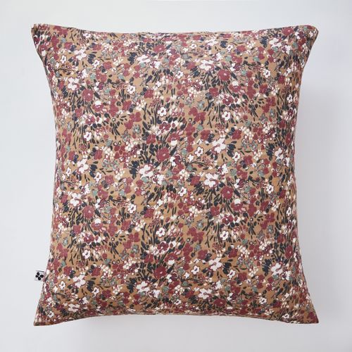 Taie D’oreiller 60 X 60 Cm – Double Gaze De Coton Imprimée Capucine Camel