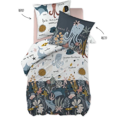 Housse De Couette + 2 Taies D'oreiller 240 X 220 Cm Coton 57 Fils Octopia