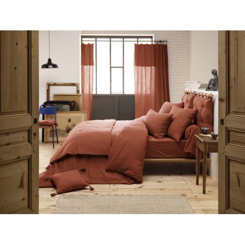 Drap-housse 200 X 200 Cm – Double Gaze De Coton 125 G/m² – Gaïa Terracotta