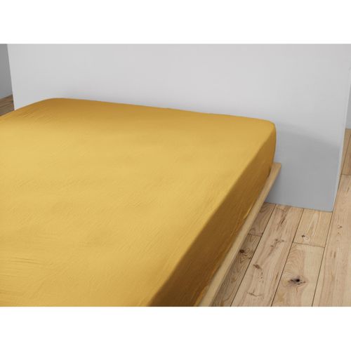 Drap-housse 200 X 200 Cm – Double Gaze De Coton 125 G/m² – Gaïa Safran