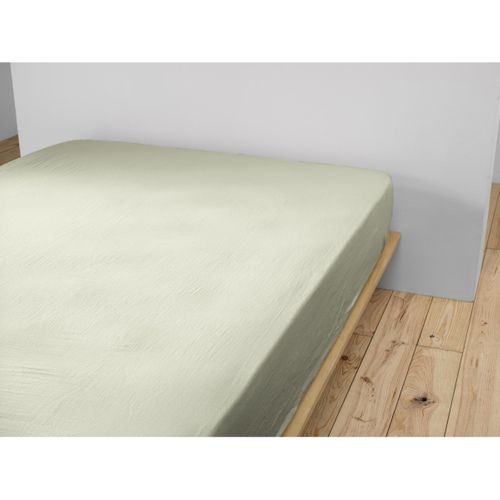 Drap-housse 200 X 200 Cm – Double Gaze De Coton 125 G/m² – Gaïa Vert D’eau