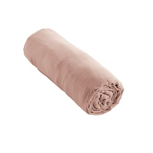 Drap-housse 200 X 200 Cm – Double Gaze De Coton 125 G/m² – Gaïa Guimauve