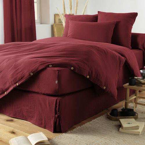 Drap-housse 200 X 200 Cm – Double Gaze De Coton 125 G/m² – Gaïa Bordeaux