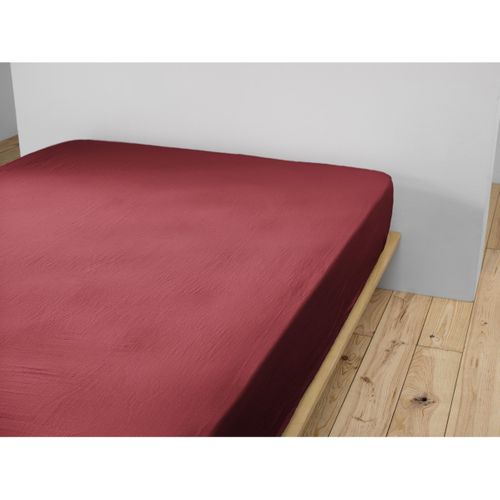 Drap-housse 200 X 200 Cm – Double Gaze De Coton 125 G/m² – Gaïa Bordeaux