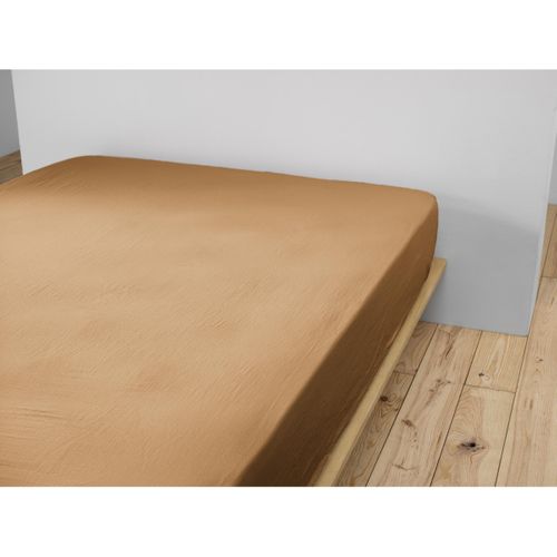 Drap-housse 200 X 200 Cm – Double Gaze De Coton 125 G/m² – Gaïa Camel
