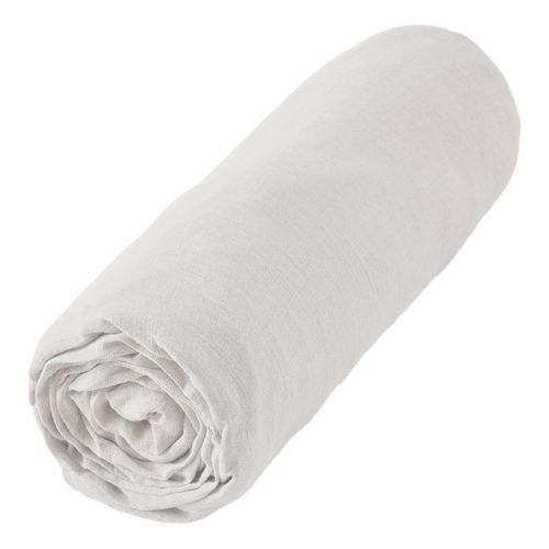 Drap Housse 160 X 200 Cm – Lin Lavé Français Luxe Soline – Blanc