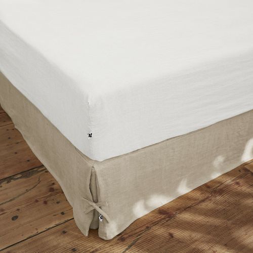 Drap Housse 160 X 200 Cm – Lin Lavé Français Luxe Soline – Blanc