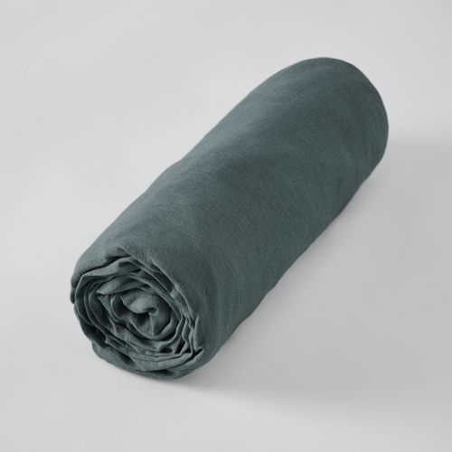 Drap Housse 160 X 200 Cm – Lin Lavé Français Luxe Soline – Ardoise