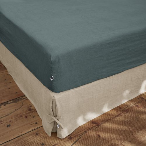 Drap Housse 160 X 200 Cm – Lin Lavé Français Luxe Soline – Ardoise